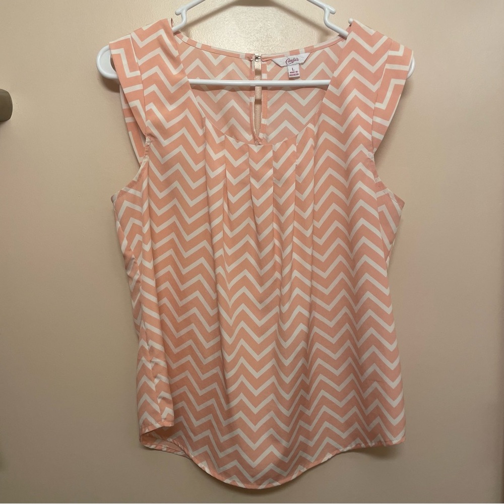 Candie's Coral Chevron Sleeveless Top